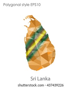 Sri Lanka map in geometric polygonal style.Abstract gems triangle,modern design background. Vector illustration EPS10