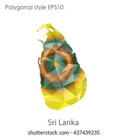 Sri Lanka map in geometric polygonal style.Abstract gems triangle,modern design background. Vector illustration EPS10