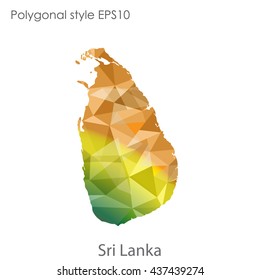 Sri Lanka map in geometric polygonal style.Abstract gems triangle,modern design background. Vector illustration EPS10
