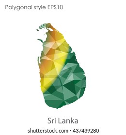Sri Lanka map in geometric polygonal style.Abstract gems triangle,modern design background. Vector illustration EPS10
