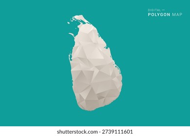 Sri Lanka Map - Green and Gray Polygon Vector Illustration, Low Poly Geometric Design with Clean Minimal Style on Solid Background for Infographic Use.