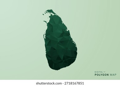 Sri Lanka Map - Green Polygon Style Vector Illustration, Low Poly Geometric Design with Clean Silhouette on soft green Background.