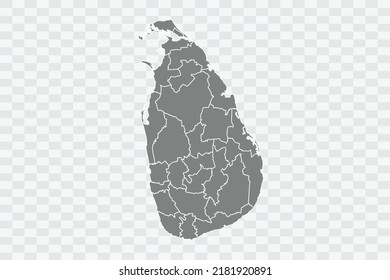 Sri Lanka Map grey Color on White Background quality files Png