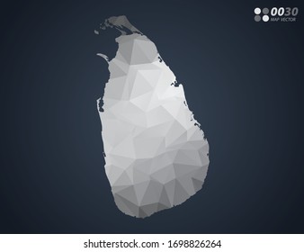 Sri Lanka map grey polygon red triangle mosaic with dark background. style gradient vector.