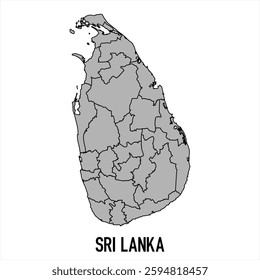 Sri Lanka map in grey style isolated on white background. Vector illustration