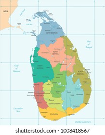 Sri Lanka Map - High Detailed Vector Illustration
