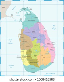 Sri Lanka Map - High Detailed Vector Illustration