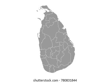 sri Lanka map. High detailed map of sri Lanka on white background. Vector illustration eps 10.