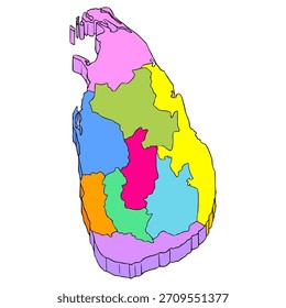 Ilustración de mapa de Sri Lanka dibujado a mano Vector aislado