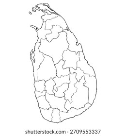 Vector de esquema dibujado a mano de ilustración de mapa de Sri Lanka