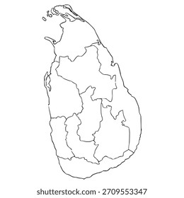 Sri Lanka map illustration hand drawn outline vector