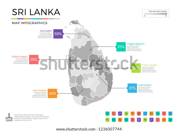 Sri Lanka Map Infographics Editable Separated Stock Vector (Royalty ...