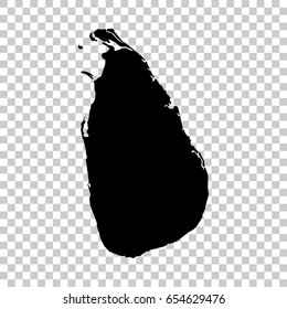 Sri Lanka map isolated on transparent background. Black map for your design. Vector illustration, easy to edit.