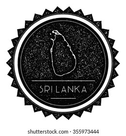 Sri Lanka Map Label with Retro Vintage Styled Design. Hipster grungy insignia vector illustration