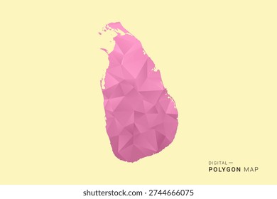Sri Lanka Map - Low poly polygon map design in soft pink pastel gradient on beige background, modern minimal geometric style, clean digital vector illustration.