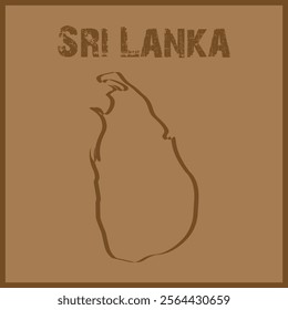 Sri Lanka Map on Brown Background. Sri Lanka Lion and Map.