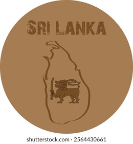Sri Lanka Map on Brown Background. Sri Lanka Lion and Map.