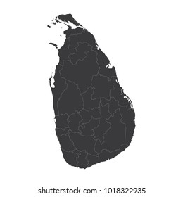 Sri Lanka map on white background vector, Sri Lanka Map Outline Shape Black on White Vector Illustration, High detailed black illustration map -Sri Lanka.