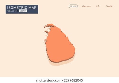 Sri Lanka Karte Orange mit isometrischer Vektorgrafik.