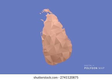 Sri Lanka Map - Orange Polygon Vector Illustration on Deep Blue Background, Low Poly Geometric Design, Modern Abstract Country Silhouette for Infographics and Presentation Use.