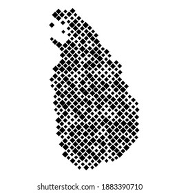 Sri Lanka map from pattern of black rhombuses of different sizes. Vector illustration.