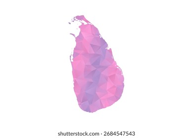 Mapa de Sri Lanka - Ilustración vectorial de estilo polígono en degradado rosa y púrpura, diseño geométrico de bajo poli, aislado sobre fondo blanco para infografías y Educación.