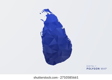 Mapa do Sri Lanka - Ilustração vetorial estilo polígono em gradiente azul profundo, baixo projeto geométrico poly, Silhueta limpa isolada no fundo branco para infográficos.