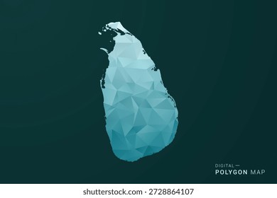 Mapa de Sri Lanka - Ilustración vectorial de estilo polígono en diseño geométrico de bajo poli verde y azul, silueta mínima limpia para infografía.