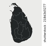 Sri Lanka map with regions, provinces isolated on white background. Outline Map of Sri Lanka. Vector illustration