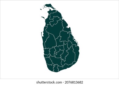 Sri Lanka map Sacramento green Color on White Background