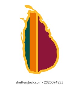 Silueta de mapa de Sri Lanka con bandera aislada en fondo blanco