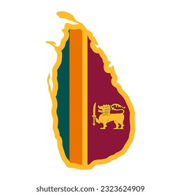 Sri Lanka map silhouette with flag isolated on white background