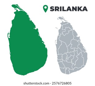 Sri Lanka map simple flat outline vector set