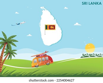 Sri Lanka map with travel and tourism theme vector illustration design