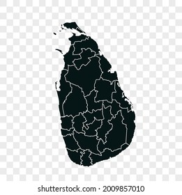 Sri Lanka map vector. dark color. isolated on transparent background.