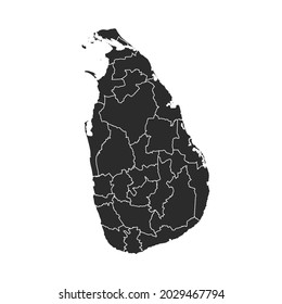 Sri Lanka map vector, dark color.isolated on transparent background. 