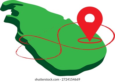 Mapa do Sri Lanka Vetor, Verde 3D Island Shape com Pino de Localização Vermelho, Sri Lanka Infográfico Design, Destino Editável Marcador Sri Lanka Geografia