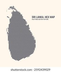 Sri Lanka Map Vector Hexagonal Halftone Pattern Isolate On Light Background. Hex Texture in the Form of a Map of Sri Lanka. Modern Technologic Contour Map of Sri Lanka for Design or Business Projects