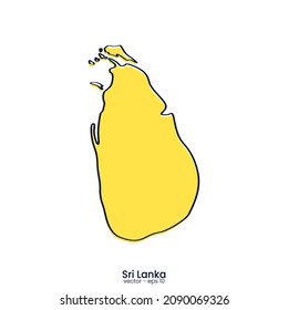 Diseño de plantillas de ilustración de vector de mapas de Sri Lanka. Estilo de esquema.