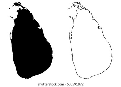 Sri Lanka map vector illustration, scribble sketch Sri Lanka