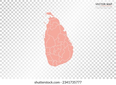 Sri Lanka map vector orange color on transparent background.