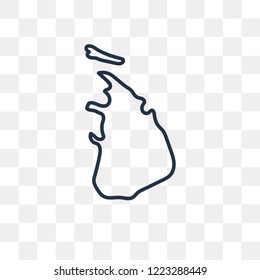 Sri Lanka map vector outline icon isolated on transparent background, high quality linear Sri Lanka map transparency concept can be used web and mobile