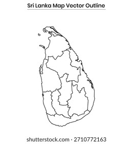 Sri Lanka Map Vector Outline Editable Country Silhouette
