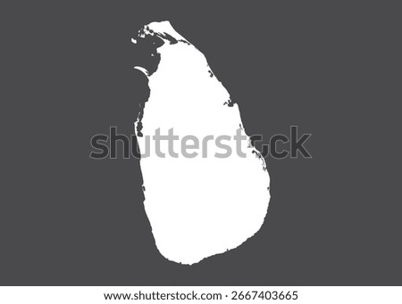 Sri Lanka map vector, white color, No isolated on dark background
