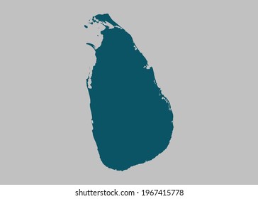 Sri Lanka map vector,Not isolated ocean blue color on gray background