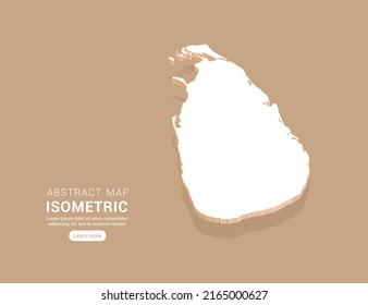 Sri Lanka map white on brown background with isometric vector.