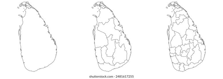 Sri Lanka map. Map of Sri Lanka in white set