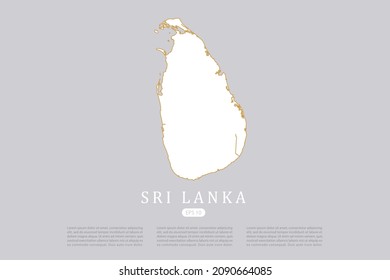 Sri Lanka Map - World Map International vector template with white color and thin gold outline graphic sketch style isolated on grey background for design - Vector illustration eps 10