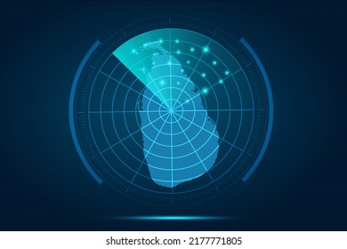 Sri Lanka Map - World Map International vector template with futuristic circle radar style HUD, GUI, UI interface isolated on blue background for design, infographic - Vector illustration eps 10