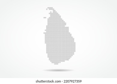 Sri Lanka Map - World map vector template with square pixel thin black and outline sketch style isolated on white background for education, infographic, design - Vector illustration eps 10